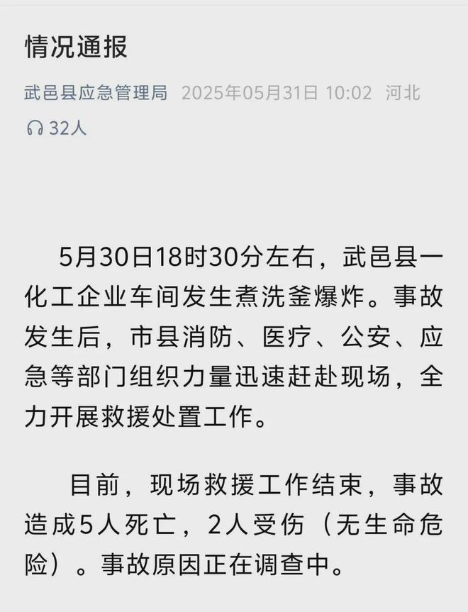 煮洗釜爆炸事故造成5人死亡、2人受伤！k8凯发国际武邑县一化